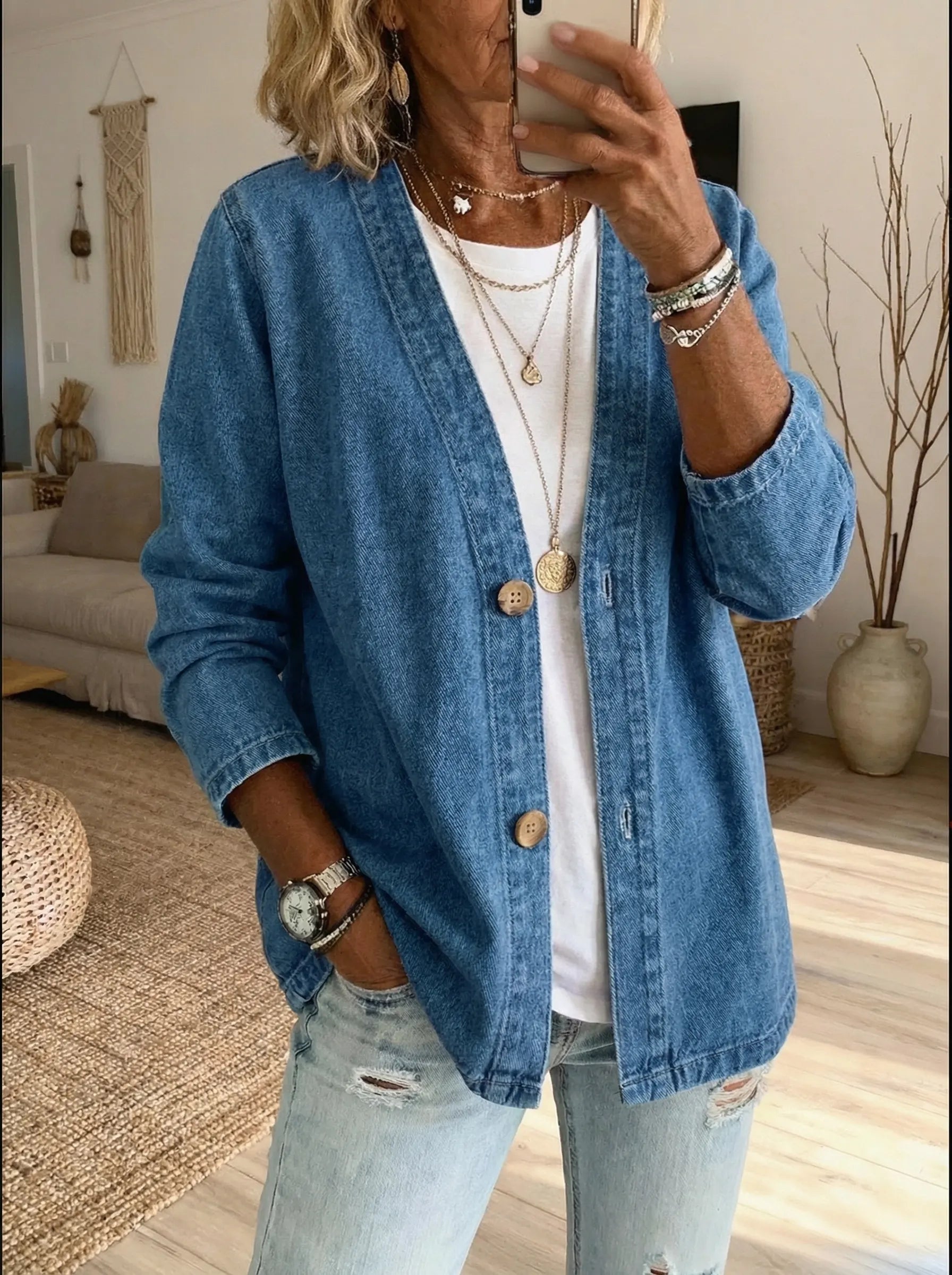 Daria - Denimknappad Kappa – bild 2