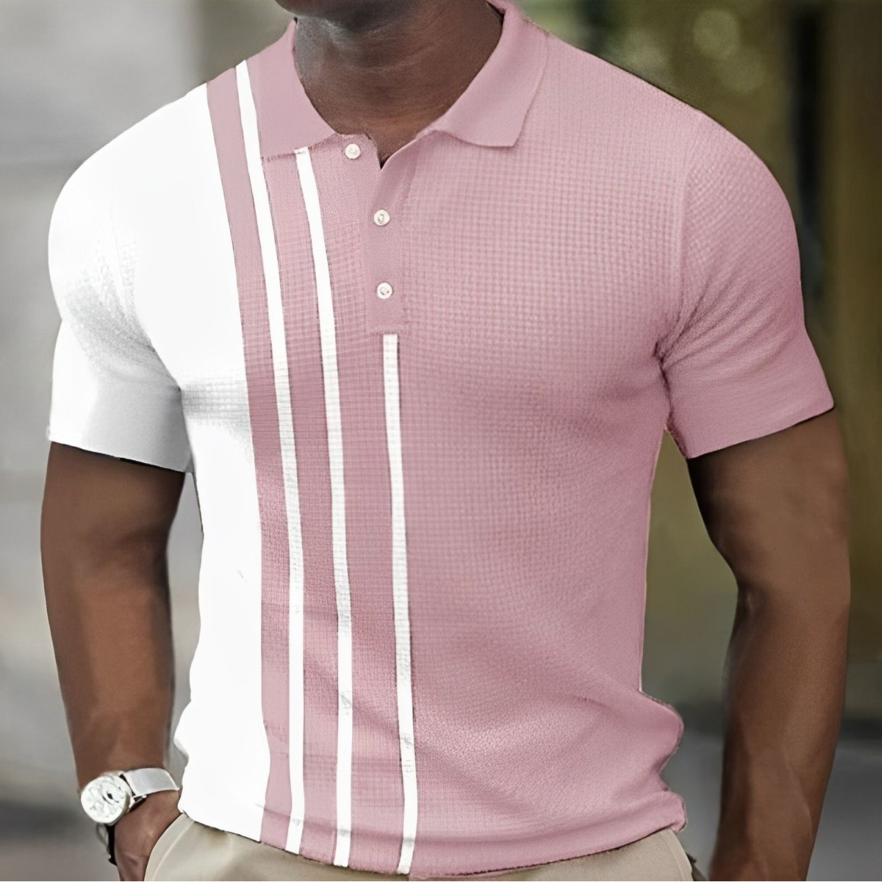 Baltasar™ - Herrpikétröja med Stilrena Ränder – Slim Fit – bild 4