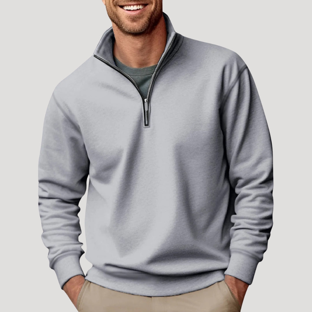 Henry | Herr Casual Sweatshirt Med Kvart-Zip Och Krage – bild 4