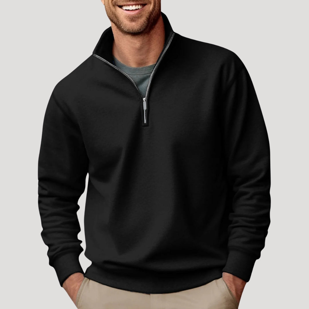 Henry | Herr Casual Sweatshirt Med Kvart-Zip Och Krage – bild 5