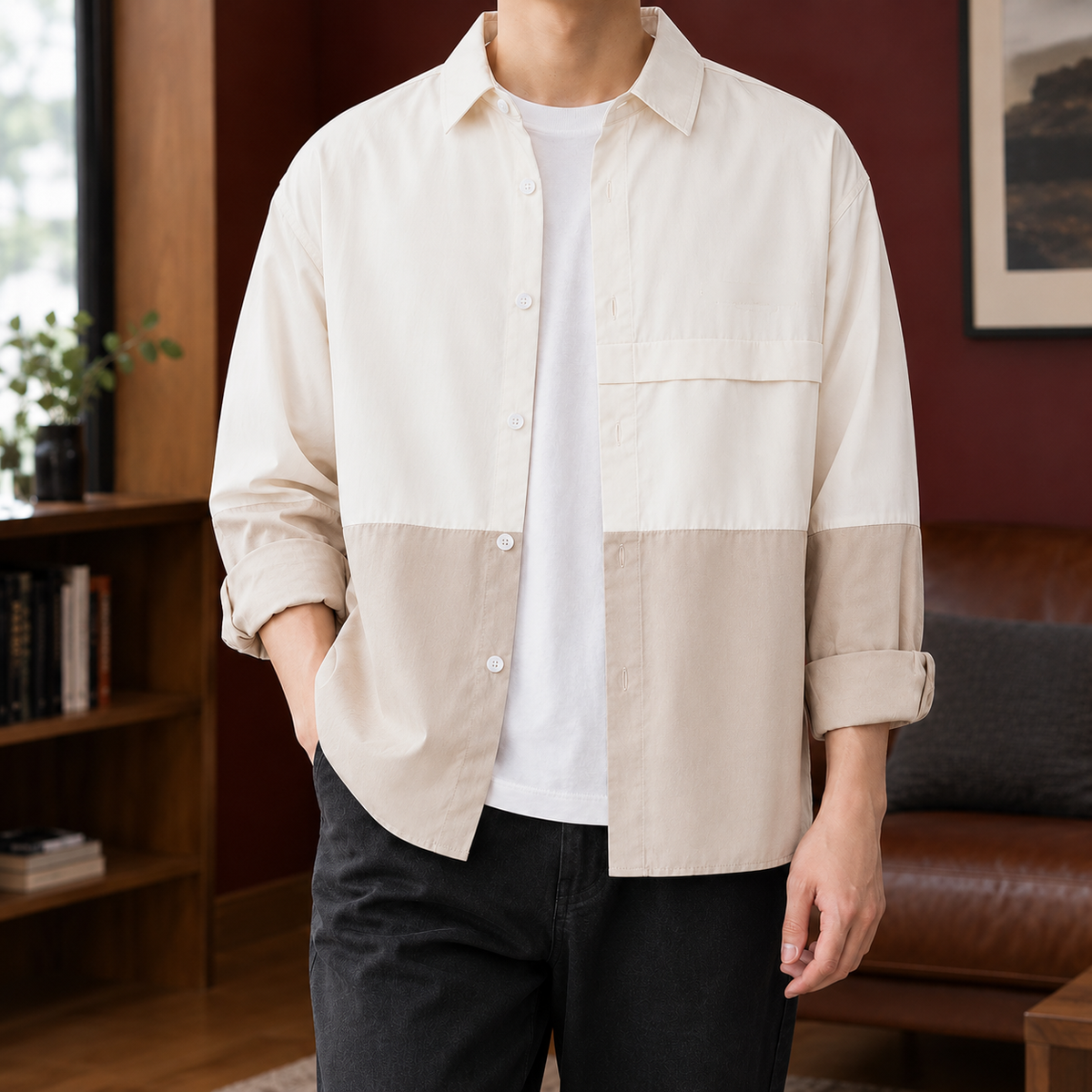 Corvell - Färgblockad Overshirt För Vardaglig Layering – bild 3