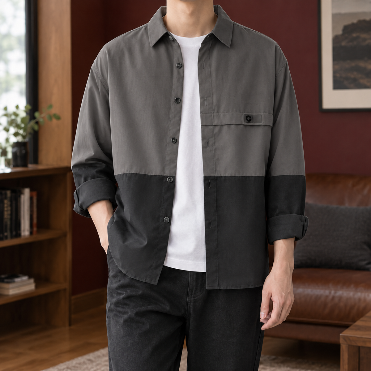 Corvell - Färgblockad Overshirt För Vardaglig Layering – bild 5