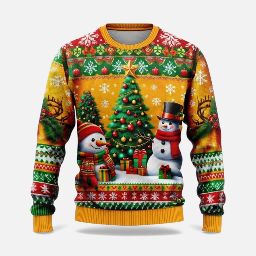 Julklang - Ful Jultröja Herr Tomte Snögubbe Tryck Lätt Material Julfest – bild 3