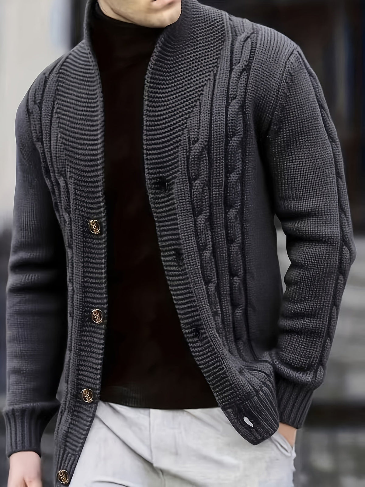 Kabella - Kabelstickad Herrpullover För Höst Och Vinter – stickad tröja – bild 4
