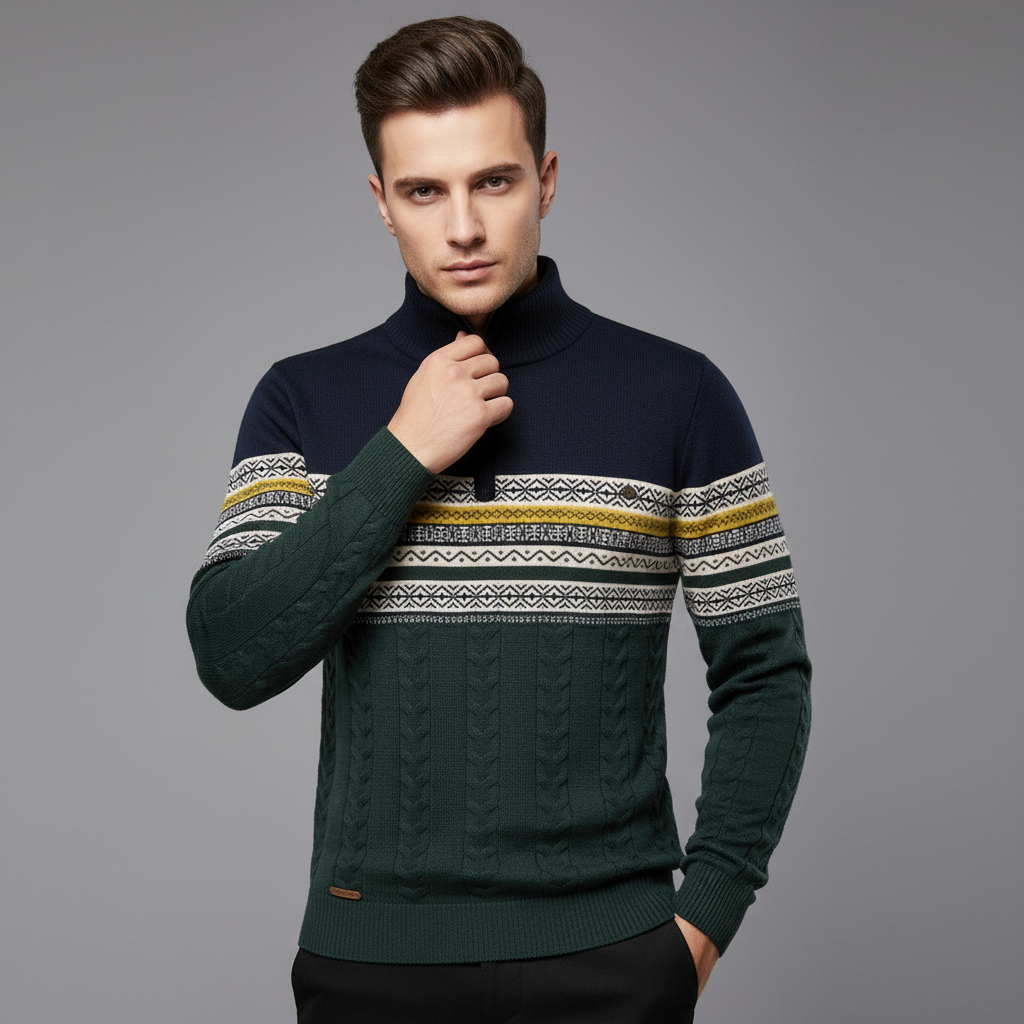 Kelvora - Half-Zip Mönstrad Tröja För Fritid – bild 8