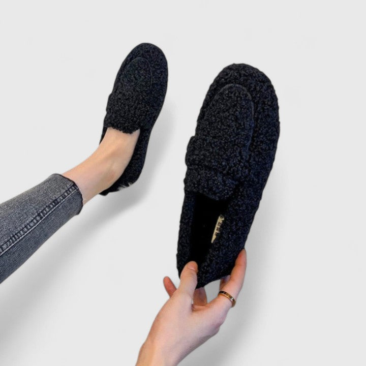 Lamora - Tofflor Dam Fårskinnsfoder Mockasinstil Gummisula Hemma – bild 5