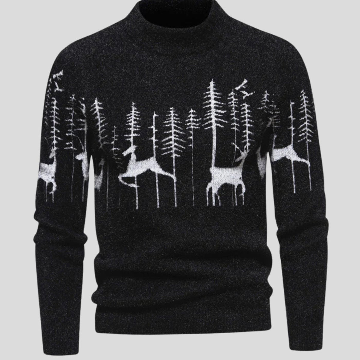 Rendura - Jultröja Herr Stickad Ren- Och Skogsmotiv Julfest