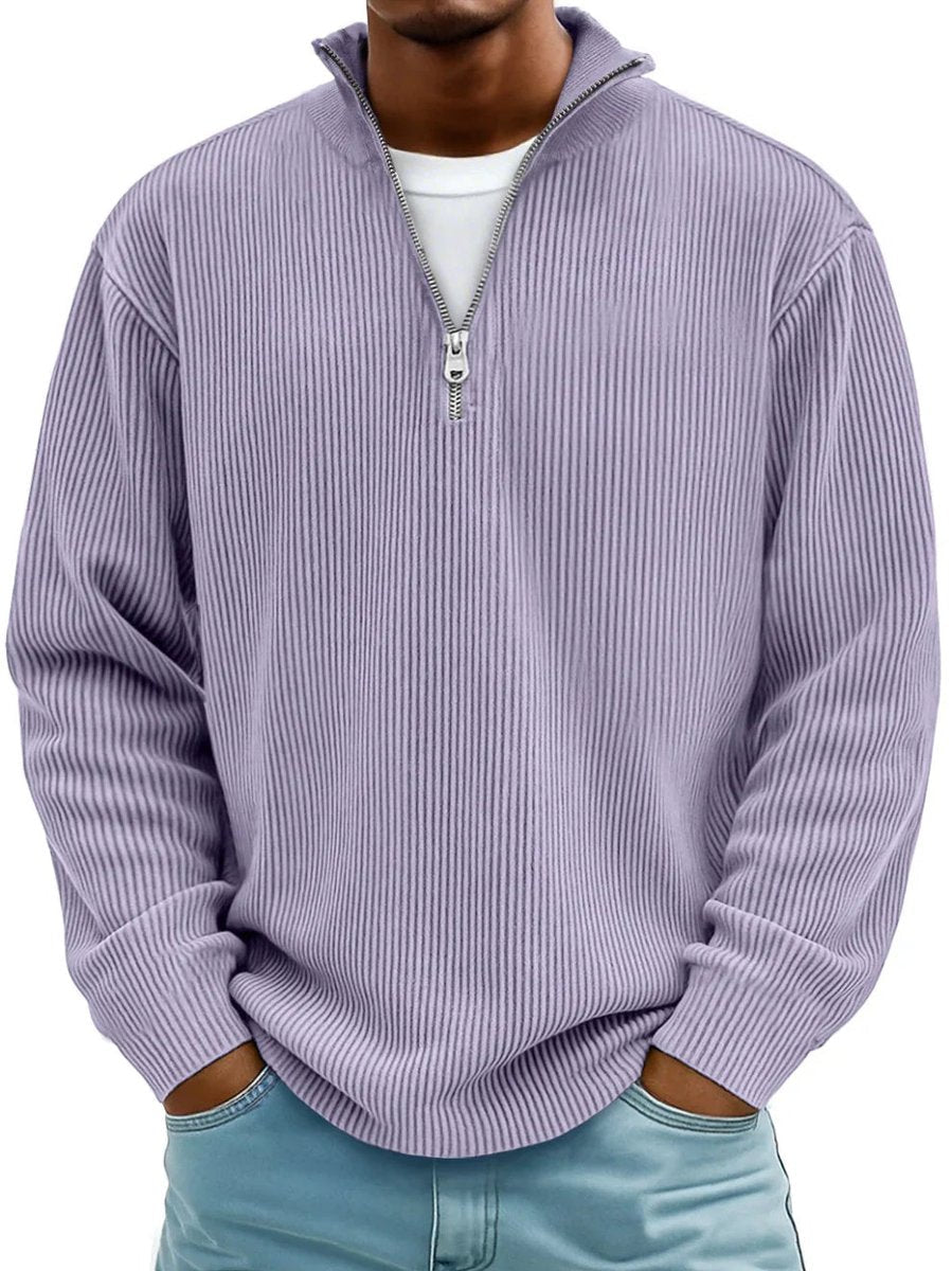 Vendros - Ribstickad Quarter-Zip Tröja För Vardagsbruk – bild 3