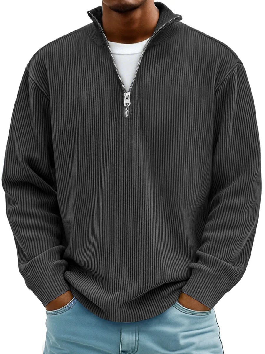 Vendros - Ribstickad Quarter-Zip Tröja För Vardagsbruk – bild 4