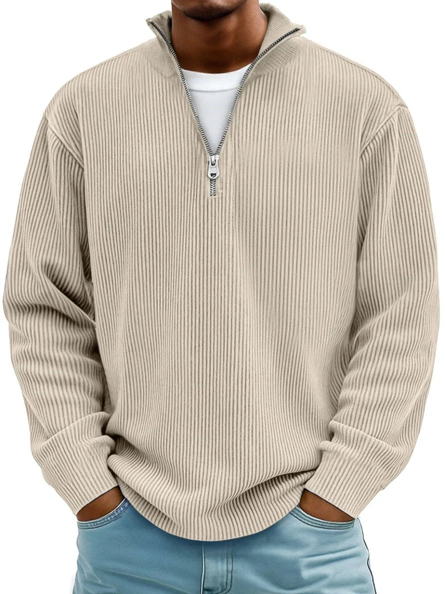 Vendros - Ribstickad Quarter-Zip Tröja För Vardagsbruk – bild 7