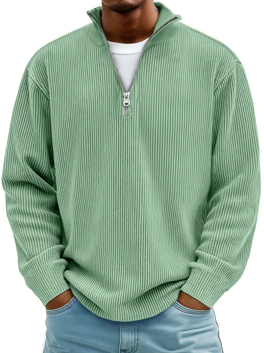 Vendros - Ribstickad Quarter-Zip Tröja För Vardagsbruk – bild 8