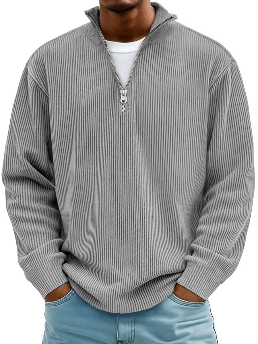 Vendros - Ribstickad Quarter-Zip Tröja För Vardagsbruk – bild 9