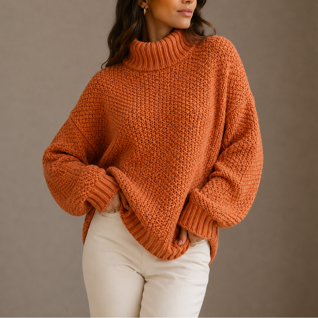 Vindra - Oversize Chunky Polotröja För Höst Och Vinter