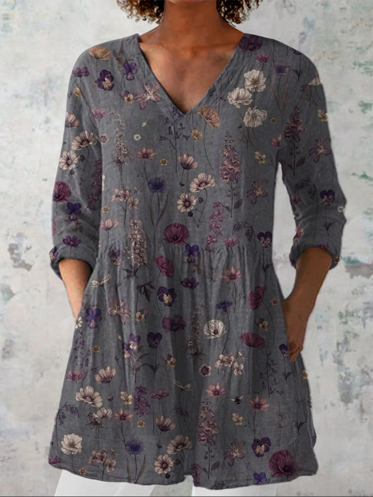 Audrey | Långärmad Blus Med V-Ringning