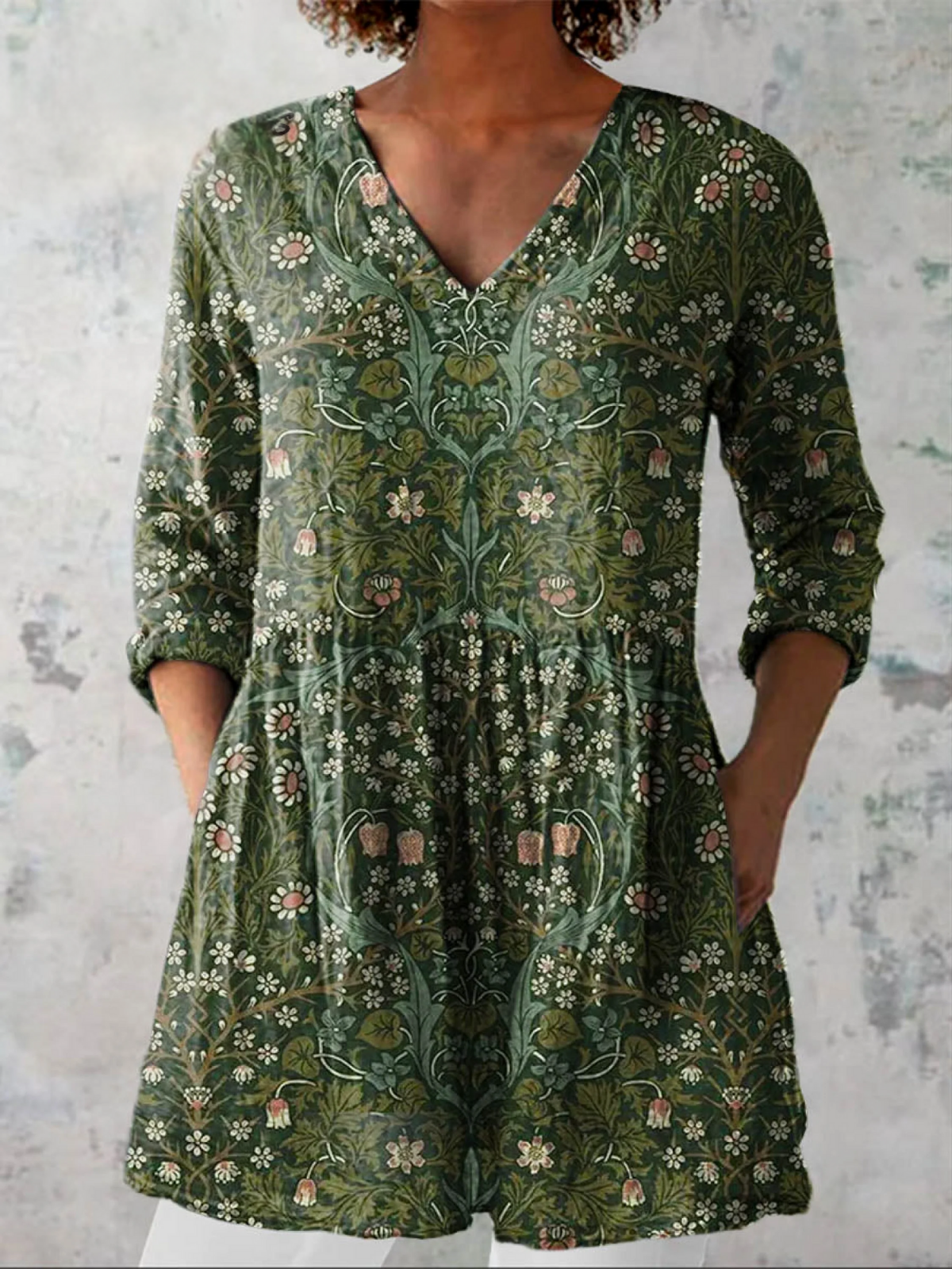 Julie | Lång Blus Med V-Ringning