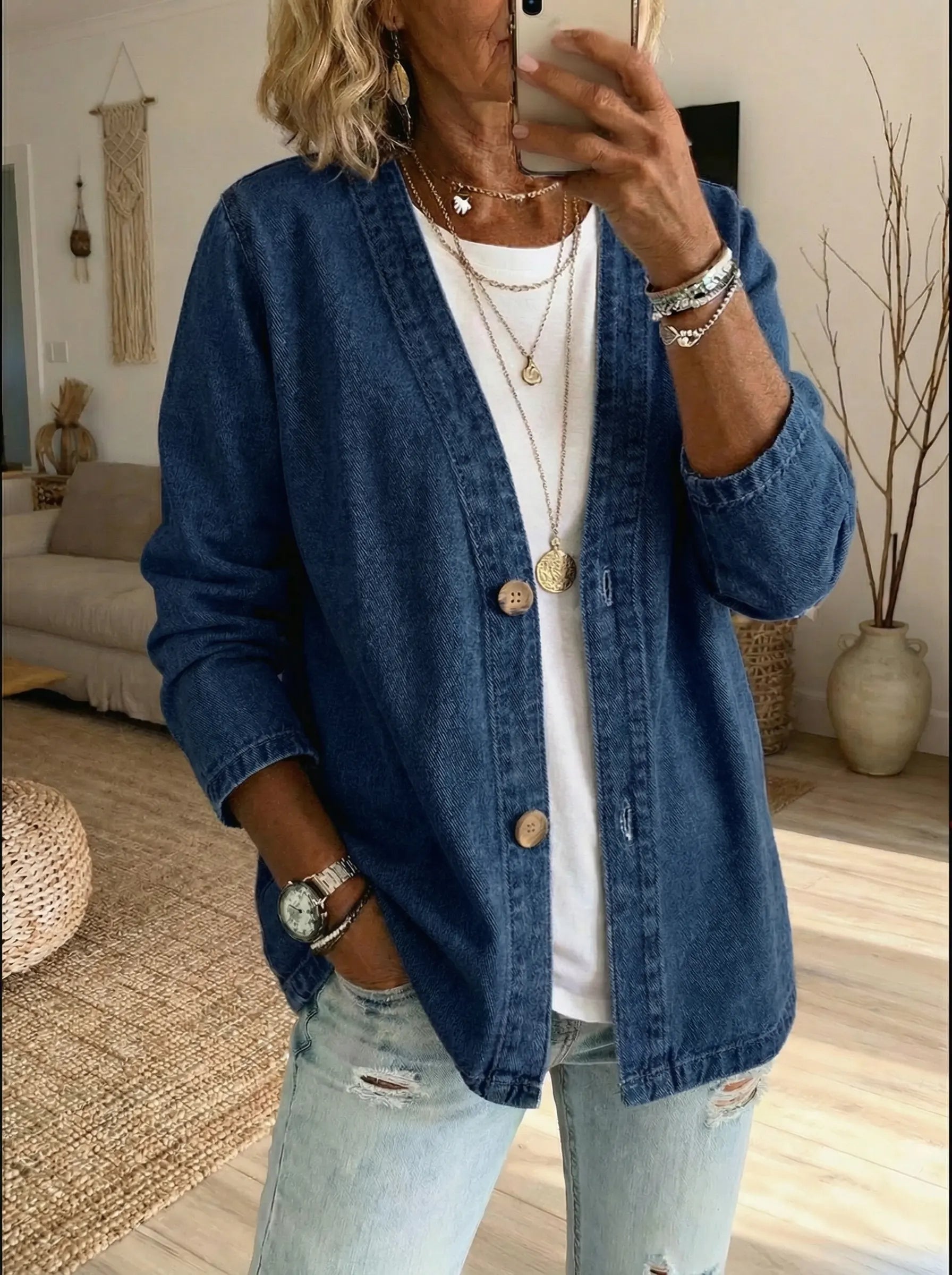Daria - Denimknappad Kappa – bild 5