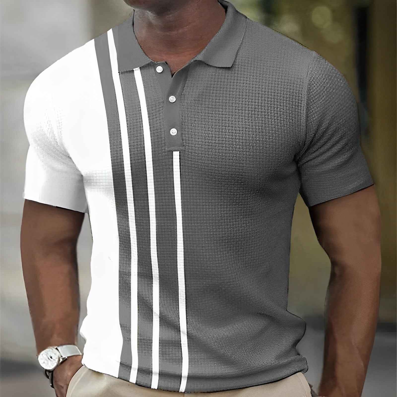 Baltasar™ - Herrpikétröja med Stilrena Ränder – Slim Fit – bild 2