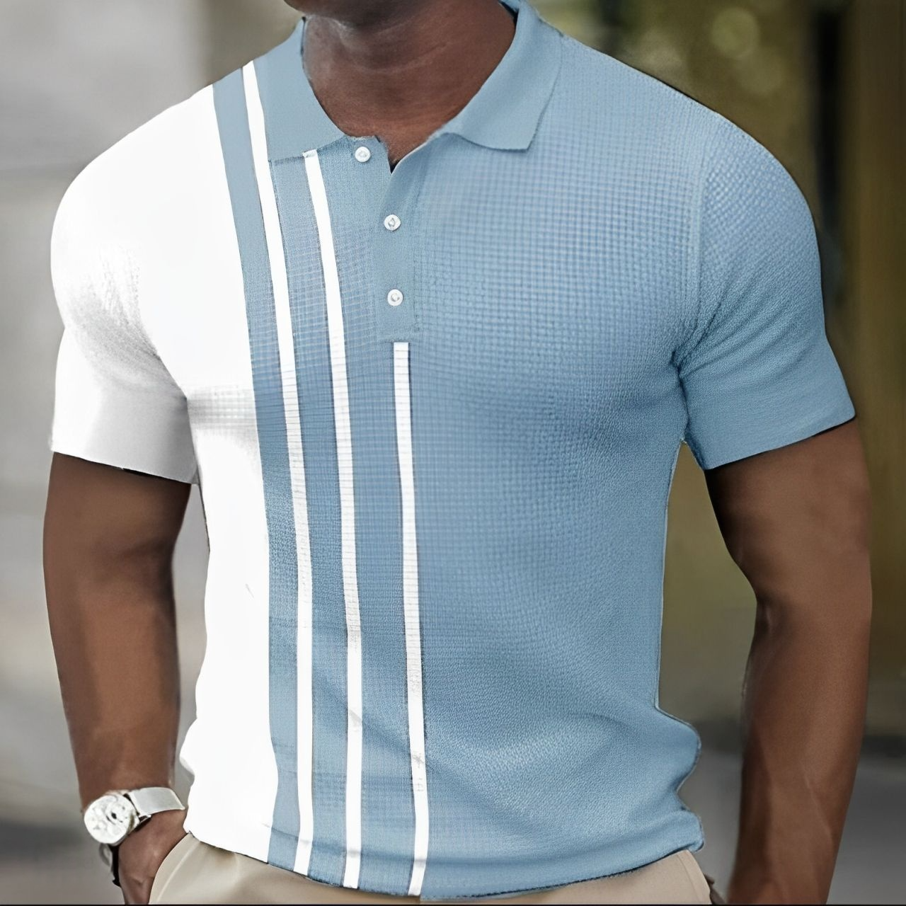 Baltasar™ - Herrpikétröja med Stilrena Ränder – Slim Fit – bild 5