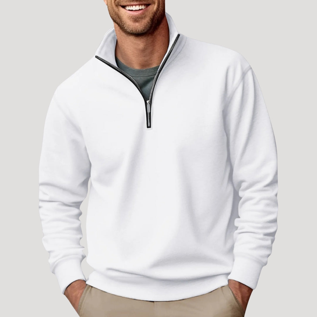 Henry | Herr Casual Sweatshirt Med Kvart-Zip Och Krage