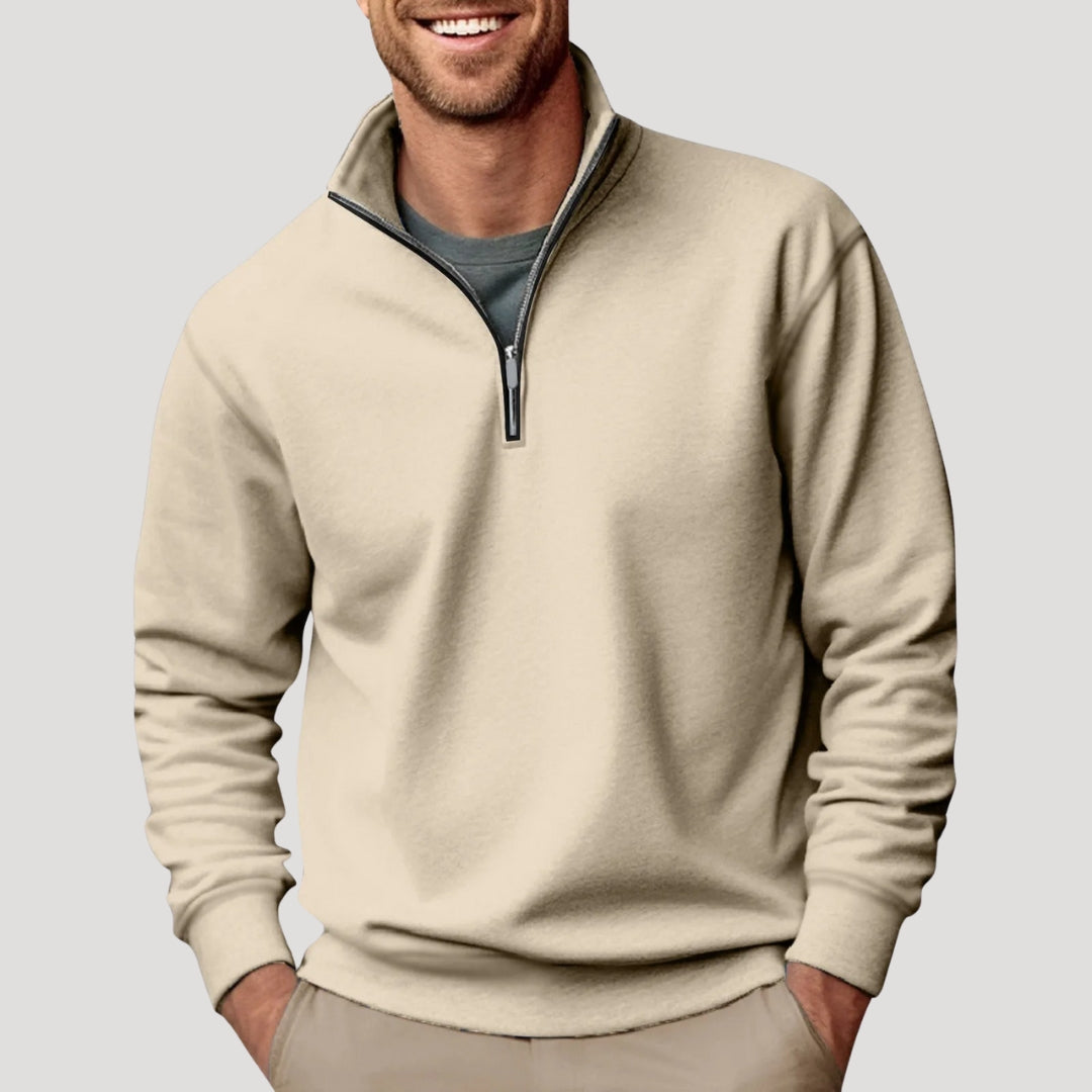 Henry | Herr Casual Sweatshirt Med Kvart-Zip Och Krage – bild 2
