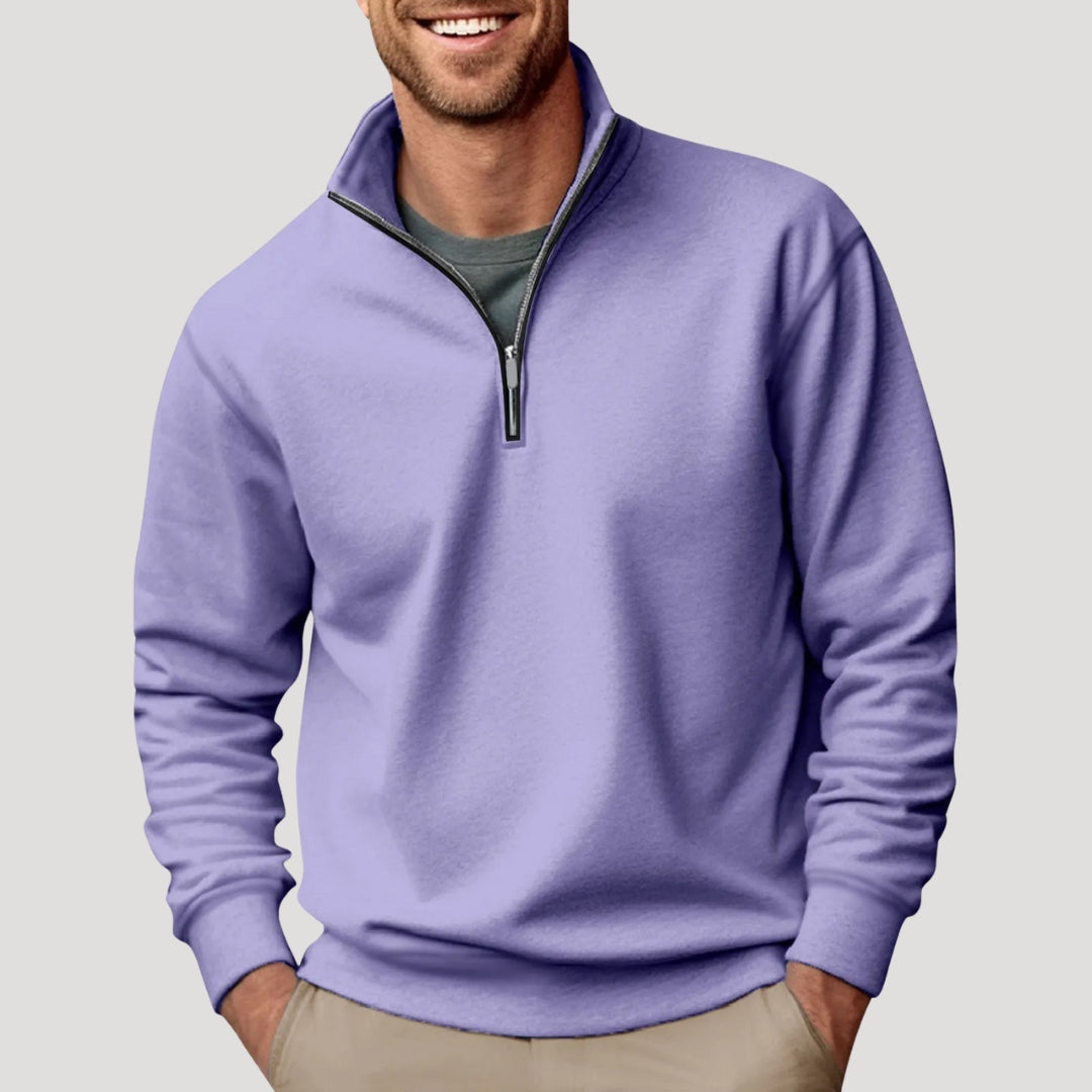 Henry | Herr Casual Sweatshirt Med Kvart-Zip Och Krage – bild 6