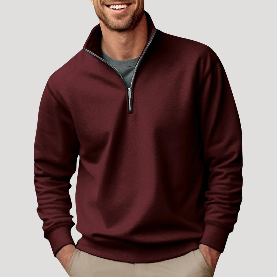 Henry | Herr Casual Sweatshirt Med Kvart-Zip Och Krage – bild 7