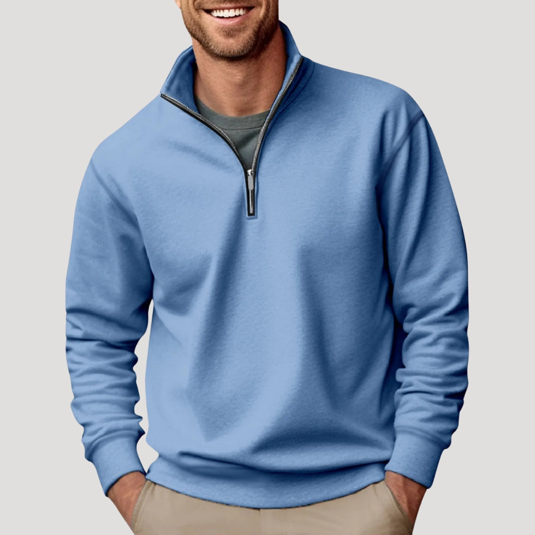 Henry | Herr Casual Sweatshirt Med Kvart-Zip Och Krage – bild 8