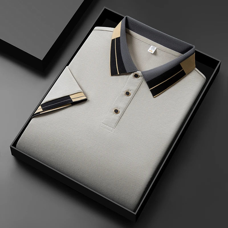 Marius™ – Elegant Pikétröja med Kontrasterande Detaljer – bild 4