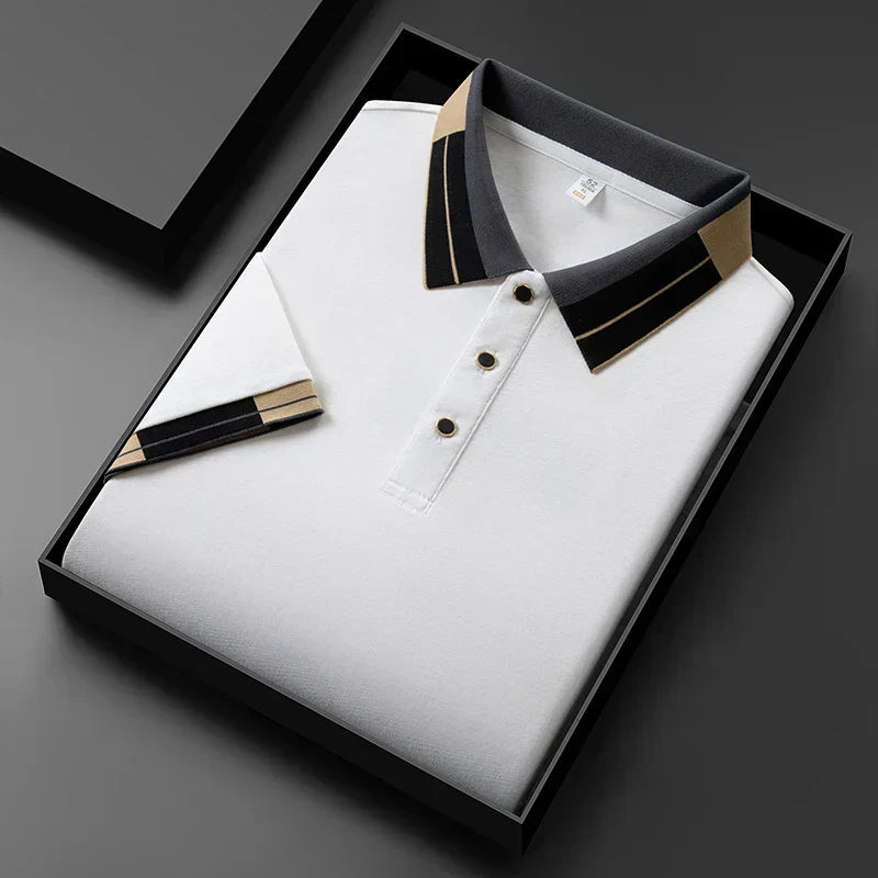Marius™ – Elegant Pikétröja med Kontrasterande Detaljer – bild 2