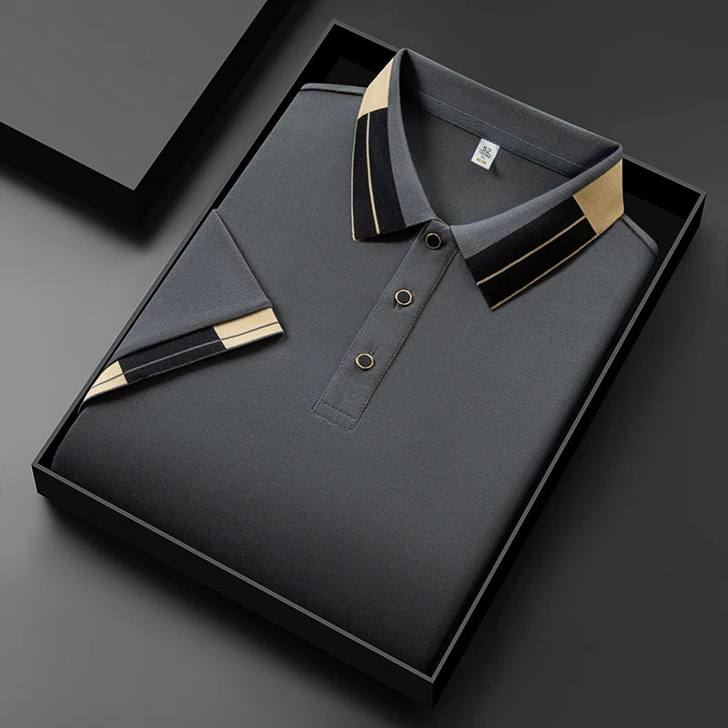 Marius™ – Elegant Pikétröja med Kontrasterande Detaljer