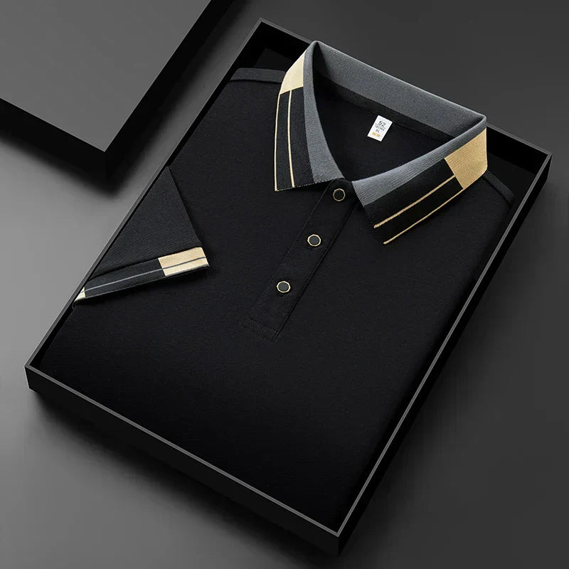 Marius™ – Elegant Pikétröja med Kontrasterande Detaljer – bild 3