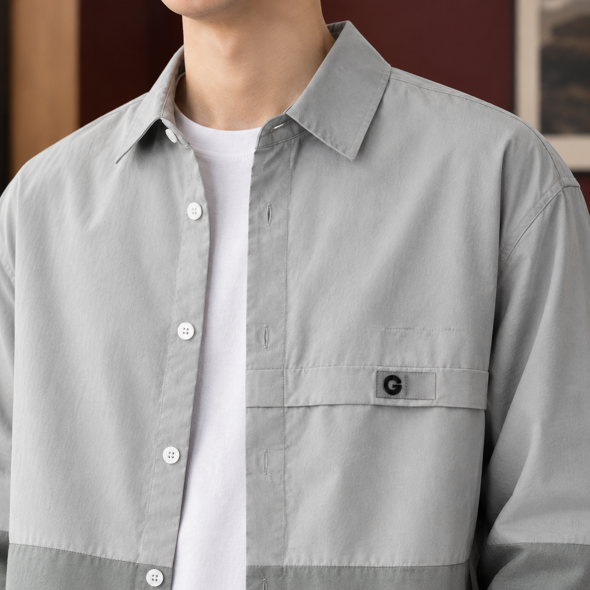 Corvell - Färgblockad Overshirt För Vardaglig Layering – bild 2