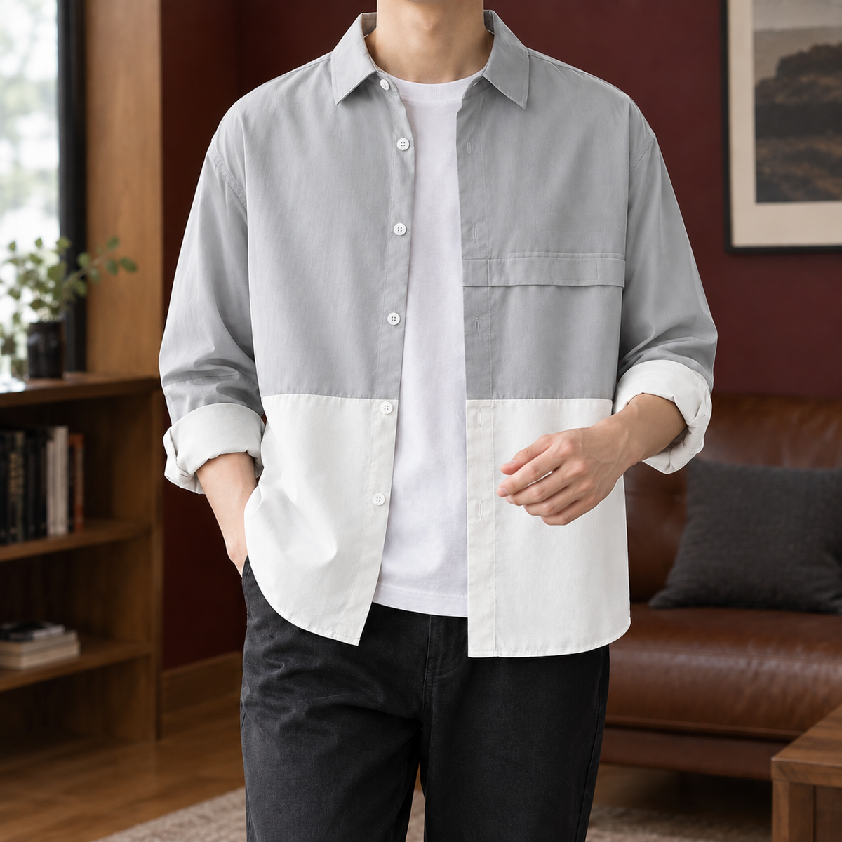 Corvell - Färgblockad Overshirt För Vardaglig Layering – bild 4