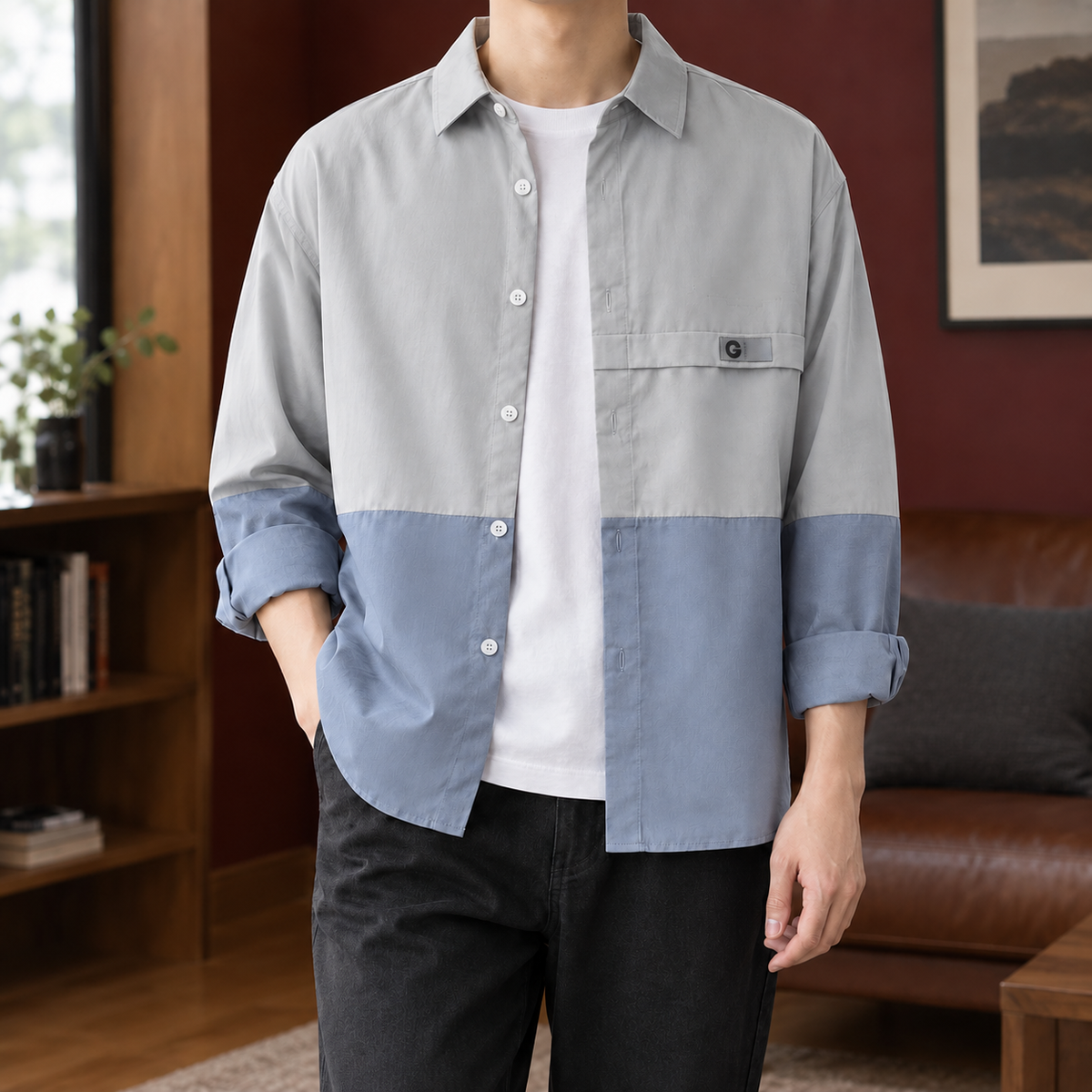 Corvell - Färgblockad Overshirt För Vardaglig Layering – bild 6