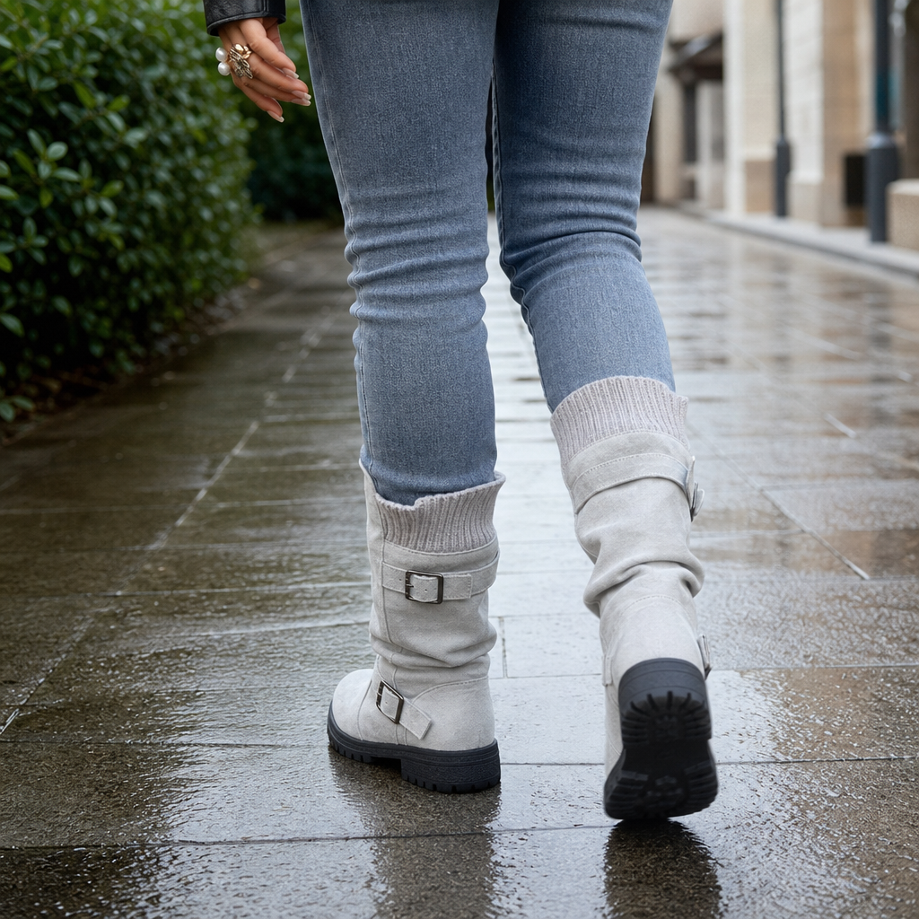 Fjalora - Veckade Boots Med Räfflad Krage För Vardagsbruk – bild 4