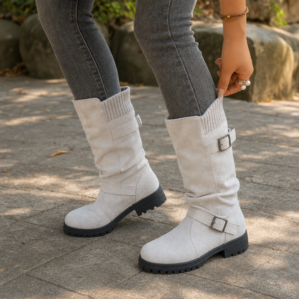Fjalora - Veckade Boots Med Räfflad Krage För Vardagsbruk – bild 5