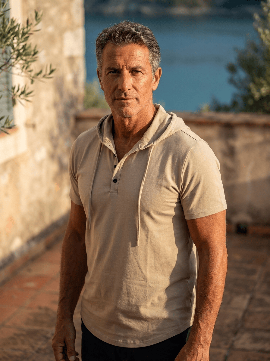 André Ferran Tyler Hoodie Med Henley-Knäppning – bild 5