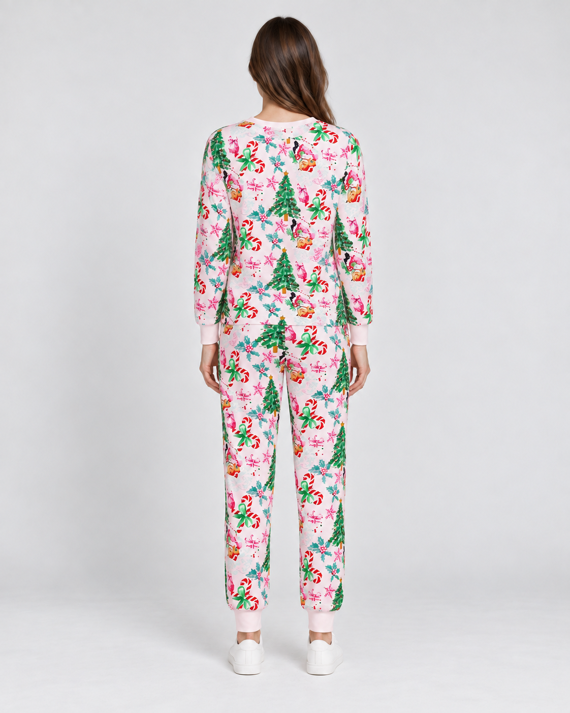 Jolette - Julpyjamas Dam V-Ringad Knappdetalj Byxor Med Snörning Jul – bild 4
