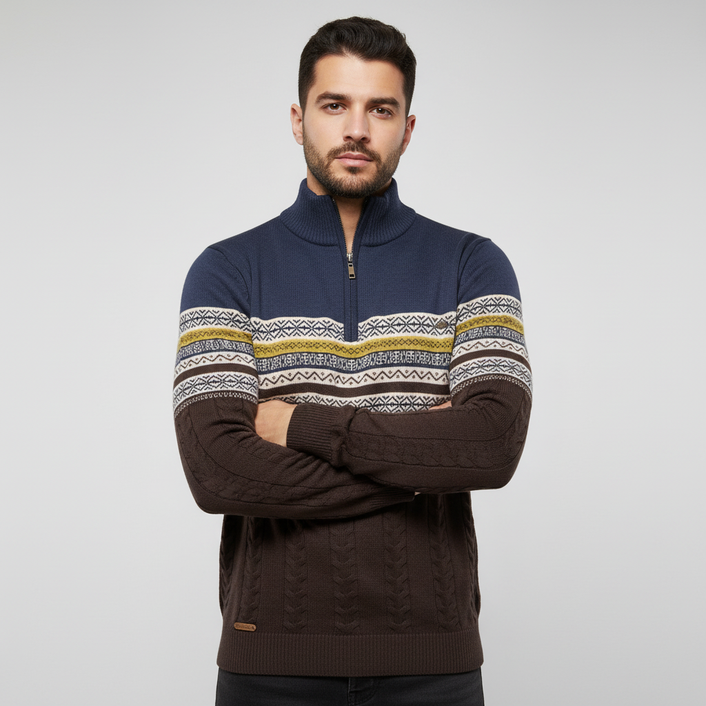 Kelvora - Half-Zip Mönstrad Tröja För Fritid – bild 10