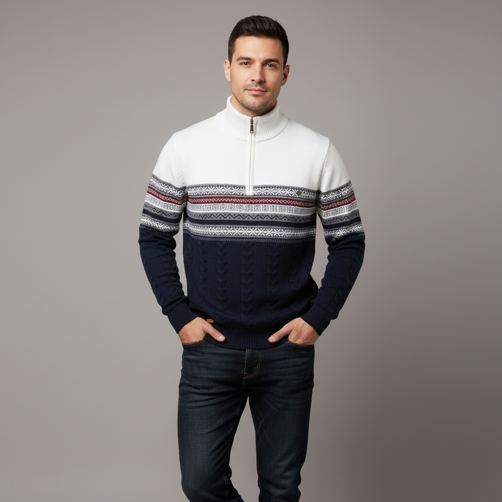 Kelvora - Half-Zip Mönstrad Tröja För Fritid – bild 2