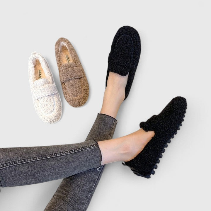 Lamora - Tofflor Dam Fårskinnsfoder Mockasinstil Gummisula Hemma