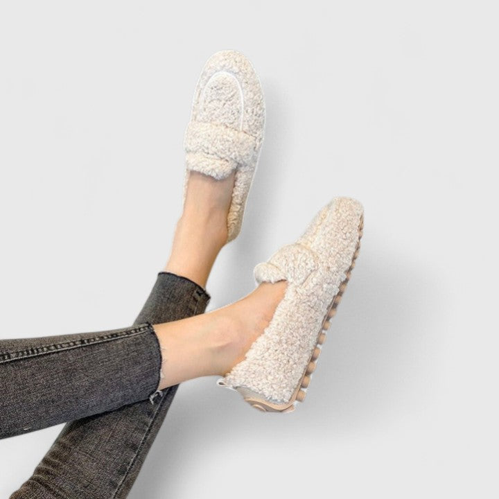 Lamora - Tofflor Dam Fårskinnsfoder Mockasinstil Gummisula Hemma – bild 3