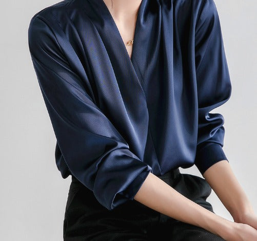 Lucetta - Draperad Omlottbluse Till Arbete Och Fest