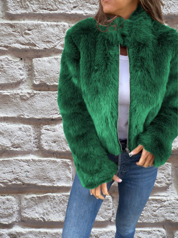Plysette - Kort Fuskpälsjacka För Vinterns Outfits – vinterjacka – bild 6