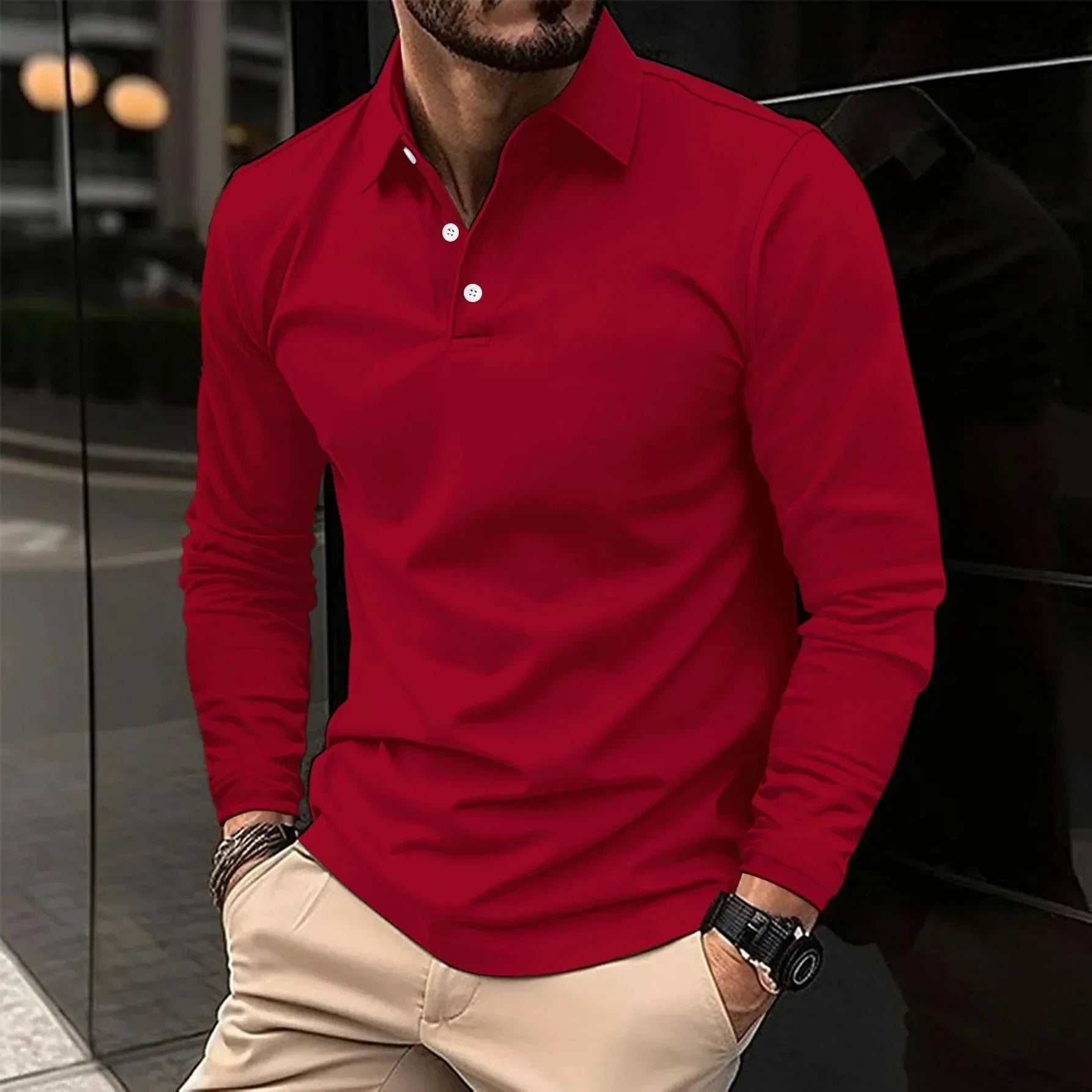 Arvid™ - Långärmad Ledig Polotröja – bild 6