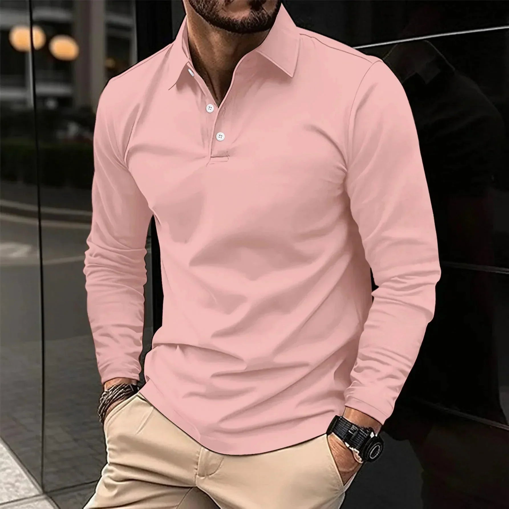Arvid™ - Långärmad Ledig Polotröja – bild 8