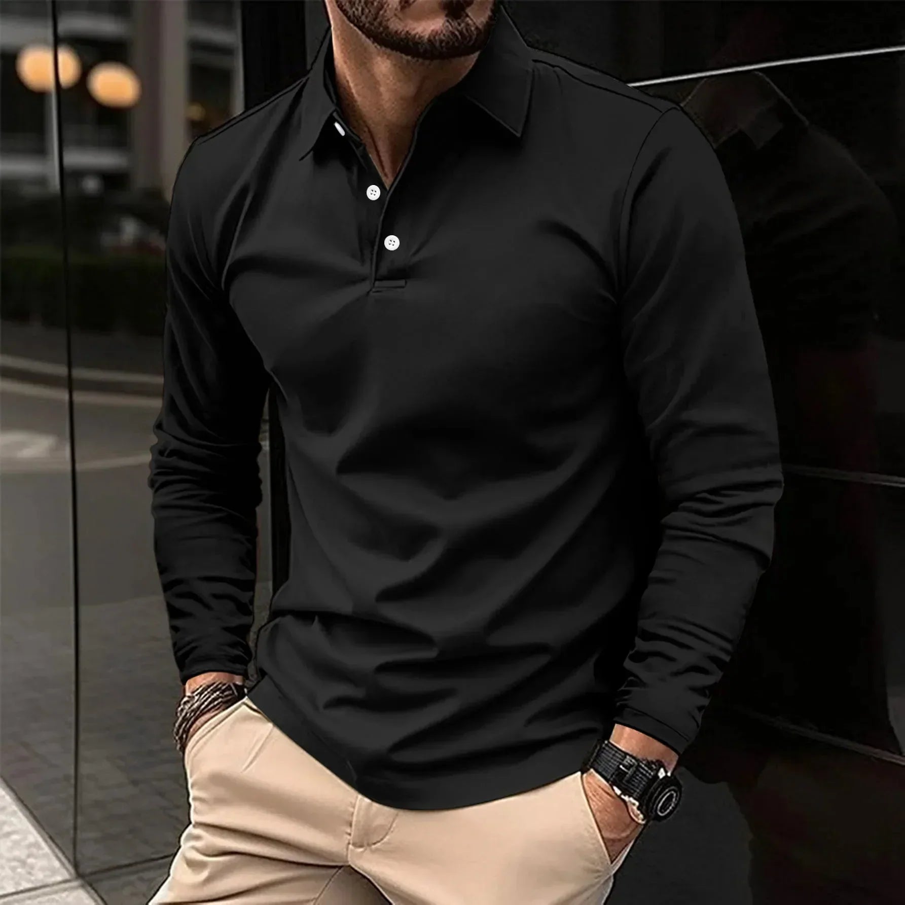 Arvid™ - Långärmad Ledig Polotröja – bild 3