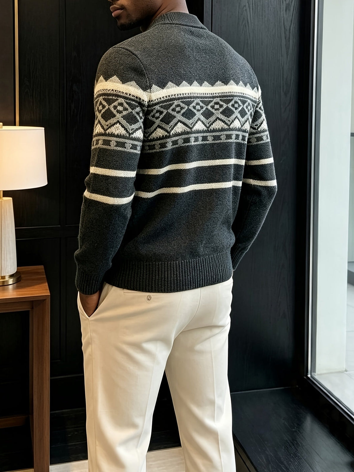 Rimgard - Jultröja Herr Fair Isle Mönster Rullkrage Slim Fit Vardag – bild 5