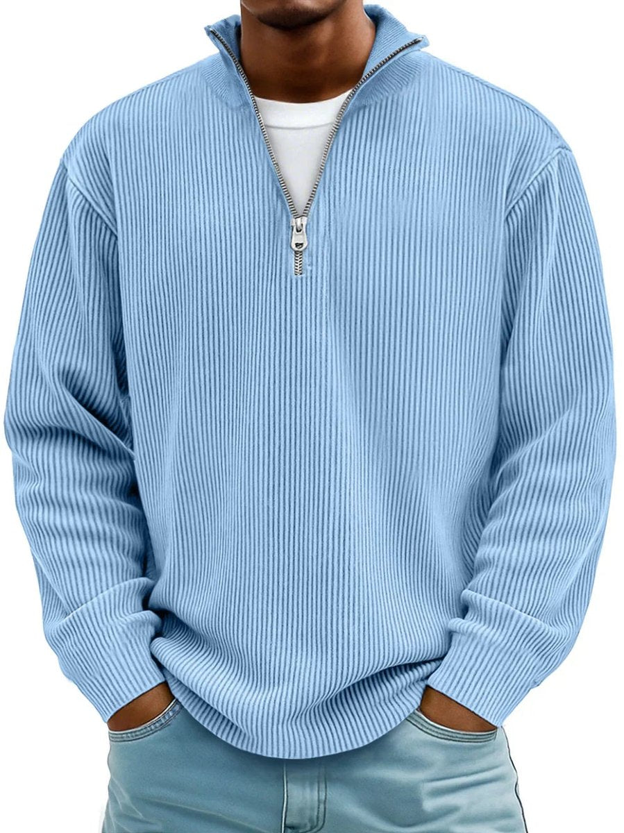 Vendros - Ribstickad Quarter-Zip Tröja För Vardagsbruk