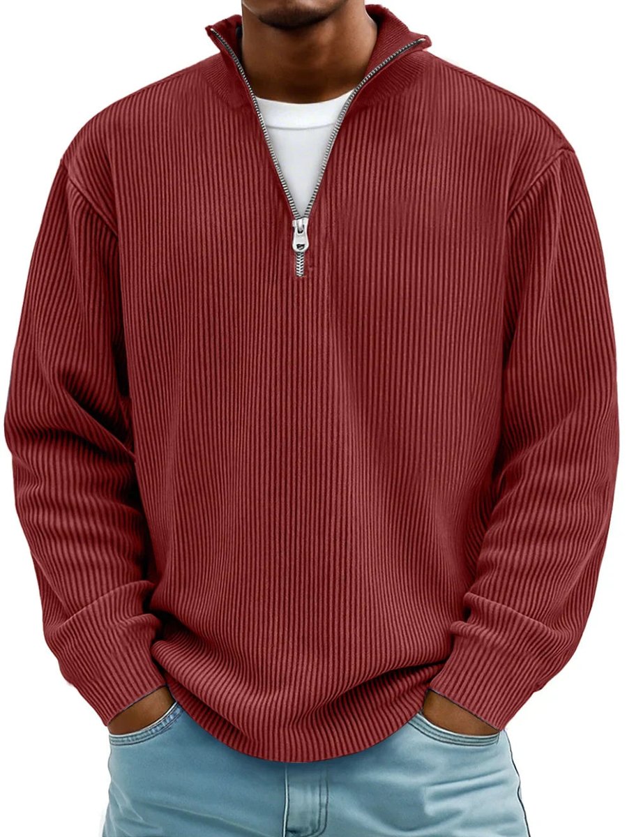 Vendros - Ribstickad Quarter-Zip Tröja För Vardagsbruk – bild 2